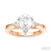 1/4 Ctw Pear Shape Trillion Cut & Round Cut Diamond Semi-Mount Engagement Ring in 14K Rose and White Gold